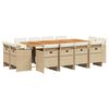 vidaXL Set comedor de jard&iacute;n con cojines 13 pzas rat&aacute;n sint&eacute;tico beige