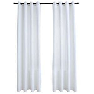 vidaXL Cortinas opacas anillas de metal 2 pzs blanco crudo 140x175 cm