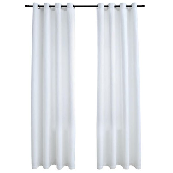 vidaXL Cortinas opacas anillas de metal 2 pzs blanco crudo 140x175 cm