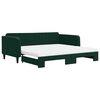 vidaXL Sof&aacute; cama nido con colch&oacute;n terciopelo verde oscuro 100x200 cm