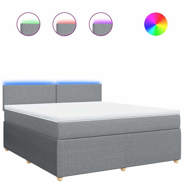 vidaXL Cama box spring con colch&oacute;n tela gris claro 180x200 cm