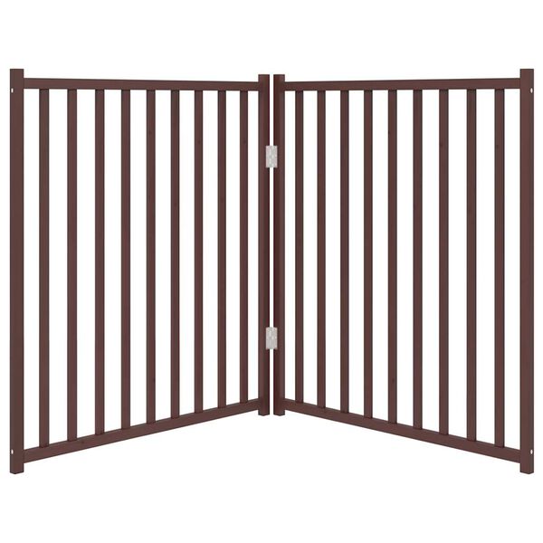 vidaXL Puerta de perros plegable 2 paneles madera abeto marr&oacute;n 160 cm
