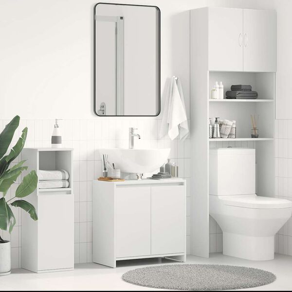 vidaXL Armario de ba&ntilde;o madera contrachapada blanco 60x33x61 cm