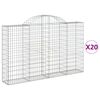 vidaXL Cestas gaviones 20 uds forma de arco hierro 200x30x120/140 cm