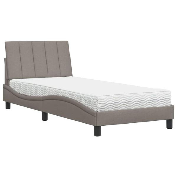 vidaXL Cama con colch&oacute;n Hanko tela gris taupe 90x190 cm