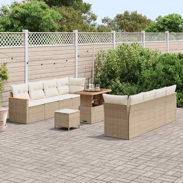 vidaXL Conjunto de sof&aacute;s de jard&iacute;n 12 pcs Beige rat&aacute;n sint&eacute;tico