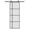 vidaXL Puerta corredera con set herrajes vidrio ESG aluminio 76x205 cm