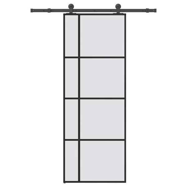vidaXL Puerta corredera con set herrajes vidrio ESG aluminio 76x205 cm