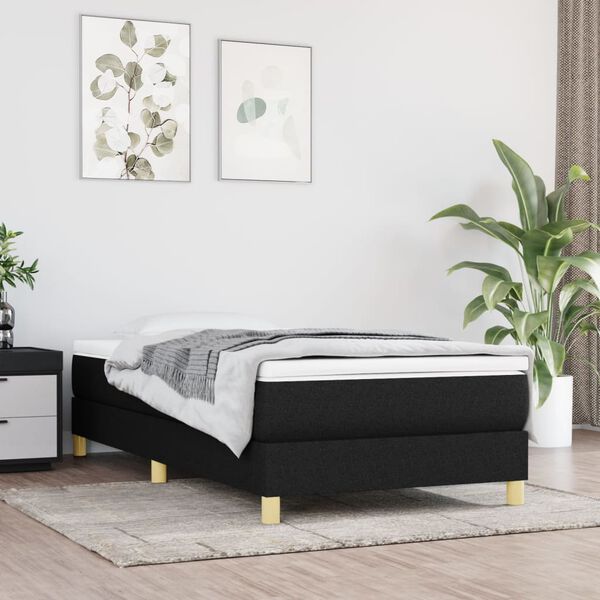 vidaXL Cama box spring con colch&oacute;n tela negro 90x190 cm