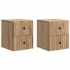 vidaXL Mesita de Noche de Pared con caj&oacute;n 2 pcs Roble Artesanal