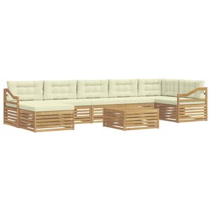 vidaXL Conjunto de sof&aacute;s de exterior 8 uds. Blanco y Crema Poli&eacute;ster