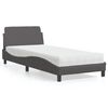 vidaXL Cama con colch&oacute;n Dover cuero sint&eacute;tico gris 90x200 cm