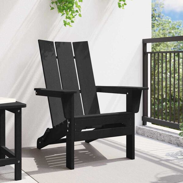 vidaXL Silla Adirondack Plegable Negro 74.5 x 80.5 x 90cm HDPE
