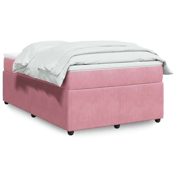 vidaXL Cama box spring con colch&oacute;n terciopelo rosa 120x200 cm