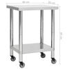 vidaXL Mesa de trabajo para cocina con ruedas acero inox 80x30x85 cm