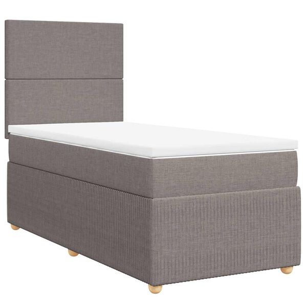 vidaXL Cama box spring con colch&oacute;n tela gris taupe 90x190 cm