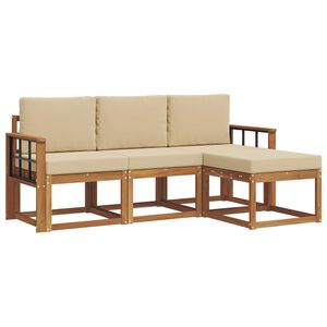 vidaXL Conjunto de sof&aacute;s de exterior con coj&iacute;n 4 pcs Natural y Beige