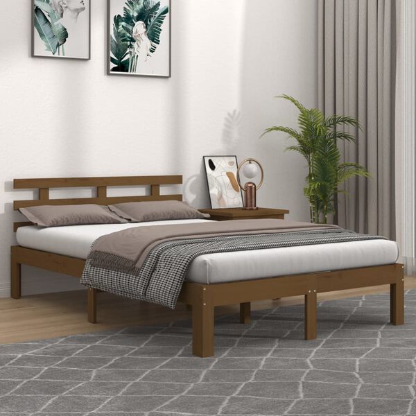 vidaXL Estructura cama sin colchón madera maciza marrón miel 150x200cm