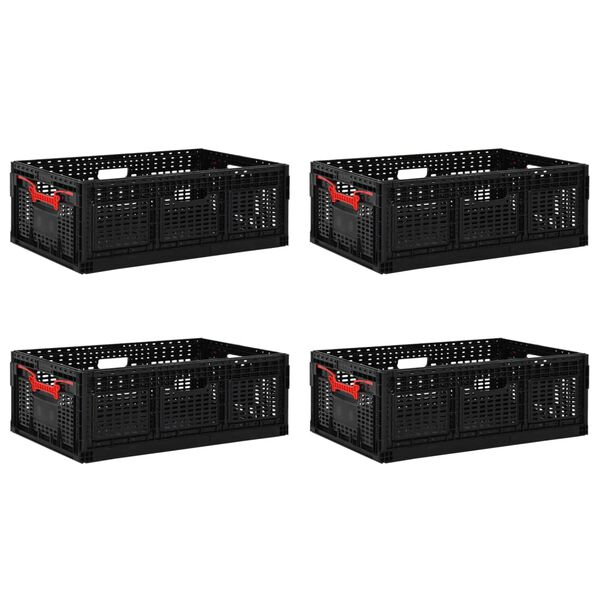 vidaXL Cajas plegables 4 unidades negro 46 L 60x40x22 cm