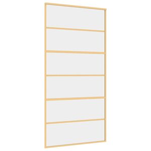 vidaXL Puerta corredera dorada de vidrio ESG transparente y aluminio