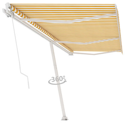 vidaXL Toldo de pie retráctil manual amarillo y blanco 600x300 cm