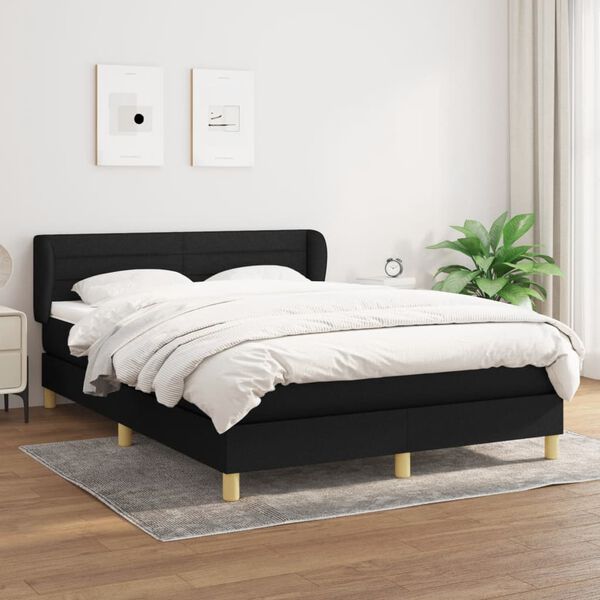 vidaXL Cama box spring con colch&oacute;n tela negro 140x200 cm