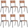 vidaXL Sillas de comedor 6 unidades madera contrachapada marr&oacute;n