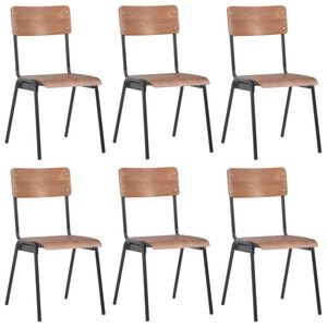 vidaXL Sillas de comedor 6 unidades madera contrachapada marr&oacute;n