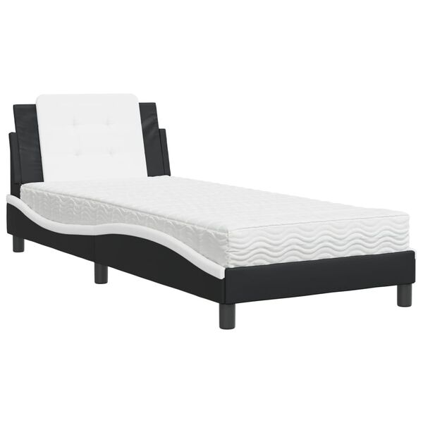 vidaXL Estructura de cama sin colch&oacute;n Zadar cuero sint&eacute;tico negro y blanco 80x200 cm