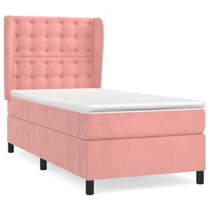 vidaXL Cama box spring con colch&oacute;n terciopelo rosa 80x200 cm
