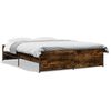 vidaXL Estructura cama madera ingenier&iacute;a metal roble ahumado 160x200cm