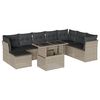 vidaXL Set muebles jard&iacute;n 9 pzas y cojines rat&aacute;n sint&eacute;tico gris claro
