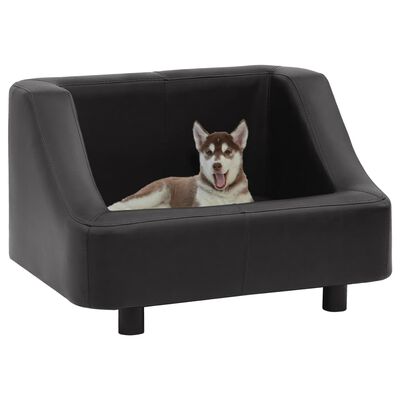 vidaXL Sofá para perros cuero sintético negro 67x52x40 cm