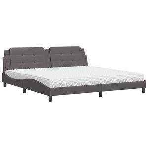 vidaXL Cama con colch&oacute;n Zadar cuero sint&eacute;tico gris 200x200 cm