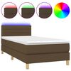 vidaXL Cama box spring con colch&oacute;n LED tela marr&oacute;n oscuro 100x200 cm
