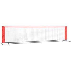 vidaXL Red de tenis poli&eacute;ster negro y rojo 400x100x87 cm
