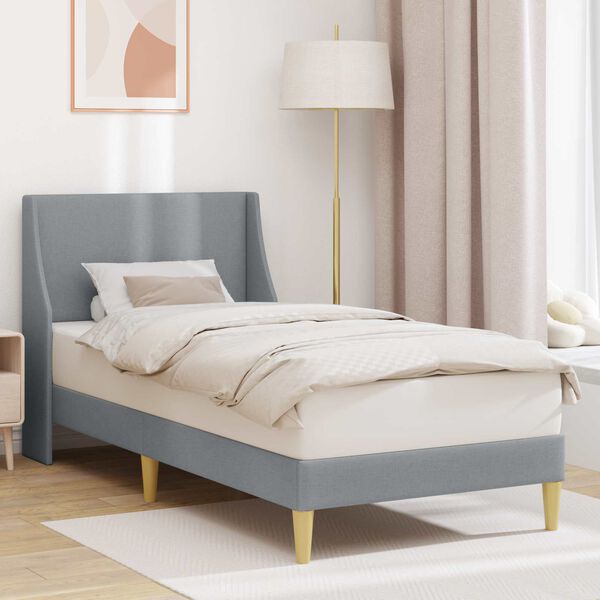 vidaXL Estructura de cama con cabecera Gris Claro 90 x 200 cm tela