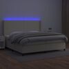 vidaXL Cama box spring colch&oacute;n y LED cuero sint&eacute;tico crema 200x200 cm