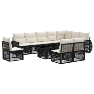 vidaXL Conjunto de sof&aacute;s de jard&iacute;n 11 uds. Negro y Blanco Crema