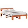 vidaXL Estructura de cama con cabecera Marr&oacute;n cera 135 x 190 cm