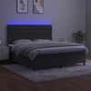 vidaXL Cama box spring colch&oacute;n y LED terciopelo gris oscuro 160x200 cm