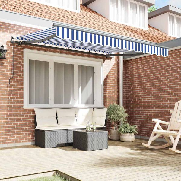 vidaXL Toldo Retr&aacute;ctil Manual Azul 300 x 200 cm tela