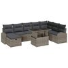 vidaXL Conjunto de sof&aacute; de jard&iacute;n 9 uds. Gris rat&aacute;n sint&eacute;tico