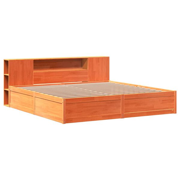 vidaXL Cama sin colch&oacute;n madera maciza de pino marr&oacute;n cera 180x200 cm