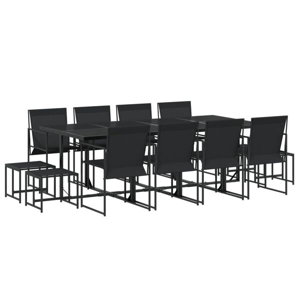 vidaXL Juego de comedor de jard&iacute;n 13 piezas textileno negro