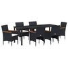 vidaXL Conjunto de Comedor de Jard&iacute;n 7 pcs Negro rat&aacute;n sint&eacute;tico