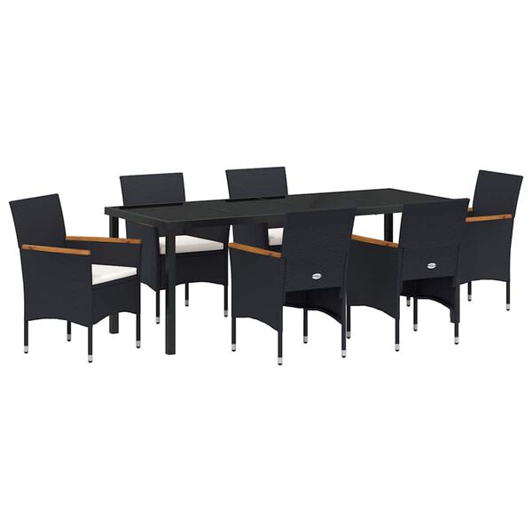 vidaXL Conjunto de Comedor de Jard&iacute;n 7 pcs Negro rat&aacute;n sint&eacute;tico