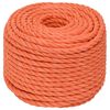 vidaXL Cuerda de trabajo polipropileno naranja 14 mm 25 m