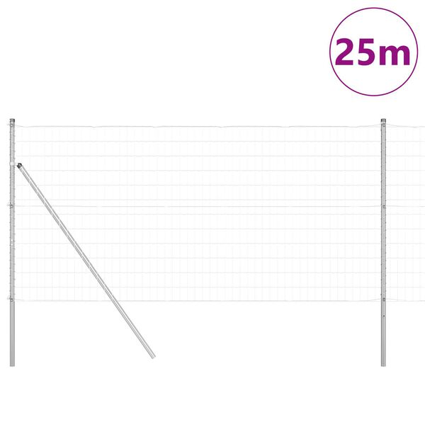 vidaXL Valla con Poste Plateado 1,2 x 25 m Acero y PVC