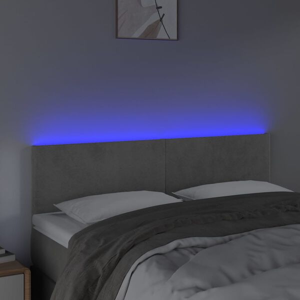 vidaXL Cabecero con LED de terciopelo gris claro 144x5x78/88 cm